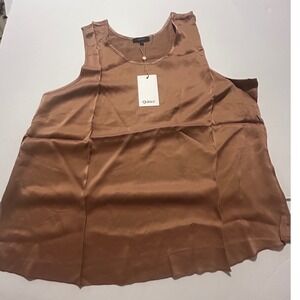 Quince Women Bronze 100% Silk Scoop Neck Sleeveless Tank Top Size Large NWT